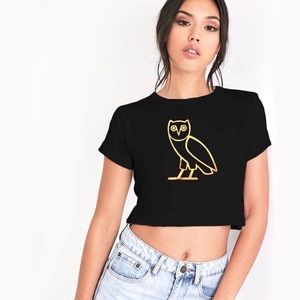 OVO Women's Cropped Owl Logo Tee - Crop Top